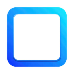 A rounded square frame with a blue gradient against a black background; modern, simple, and with depth perception