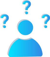 3D Dementia Awareness Icon with Question Marks Isolated on Transparent Background