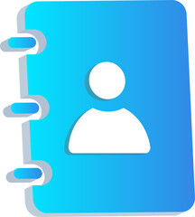 3D Phone Book Contact Icon Isolated on Transparent Background