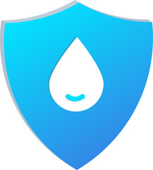 3D Save Water Protection Icon with Shield Isolated on Transparent Background
