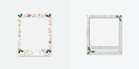 Polaroid Christmas Frame. Vector, minimalist, illustration, icon set.