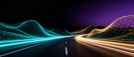Digital road with light waves