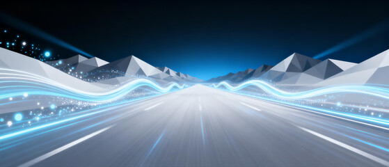 Futuristic road with digital effects