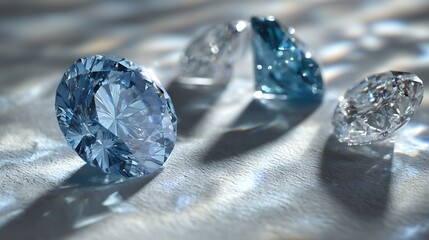 Sparkling diamonds on luxurious white satin background