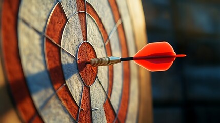 Bullseye success with dart hitting target center