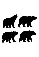 Fototapeta premium A set of bear howling art, bear animal vector art design, bear howling vector illustration