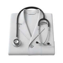 White doctor's coat with stethoscope isolated on transparent background