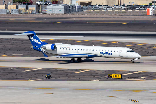 SkyWest Airlines Bombardier CRJ-700 airplane at Phoenix airport in the United States