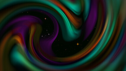colourful abstract background, green orange purple, contrast on black background,