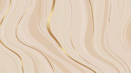 Luxury minimal pattern with sand beige and gold elements in a wavy design viewed from above in a modern environment