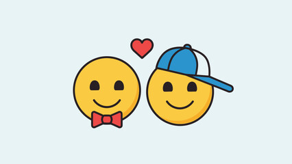 Emoji in Love: Adorable emoji characters express love and affection, a perfect illustration for Valentine's Day.