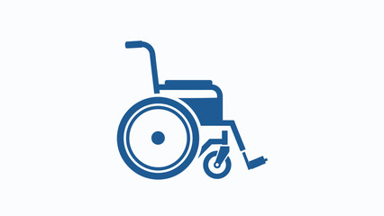 Wheelchair Emblem: A simplified blue emblem of a wheelchair represents mobility, accessibility, and inclusivity for people with disabilities, and is designed to create empathy.