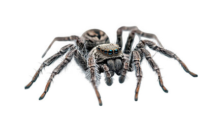 Large Wolf Spider Isolated on White Background

