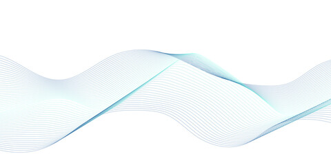 Abstract blue wave flow lines with smooth curves on white background, futuristic technology data stream, digital network mesh, and modern minimal vector illustration for presentations