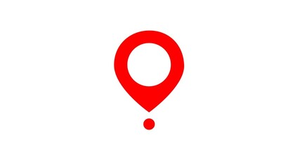 Professional motion graphic of a red map marker pointer for mobile apps and travel directories highlighting specific geographical locations and coordinates for digital navigation interfaces.
 - Powered by Adobe