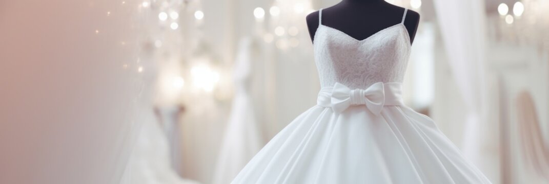 Wedding dress on a maniken in a bridal salon