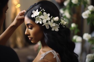Portrait of a beautiful black bride girl