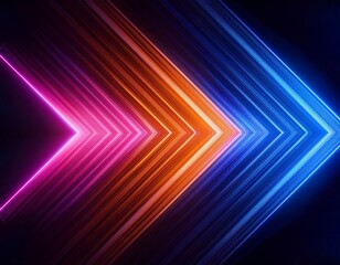 neon arrows in blue orange and pink colors against a dark background creating a modern and vibrant visual effect