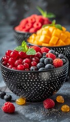 Vibrant smoothie bowls topped with fresh fruits and seeds for a healthy lifestyle