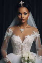 Portrait of a beautiful black bride girl