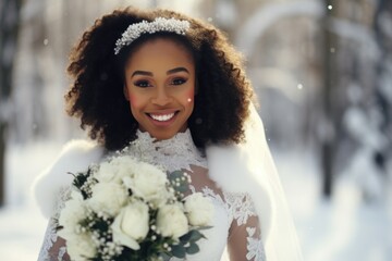 Portrait of a beautiful black bride girl