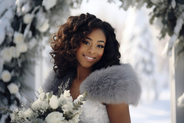 Portrait of a beautiful black bride girl