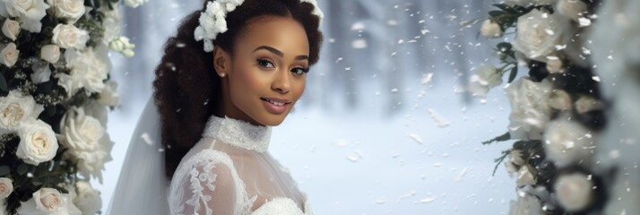 Portrait of a beautiful black bride girl