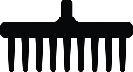 Silhouette Rake Head Garden Tool Black Icon Isolated Vector Illustration