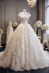 Wedding dress on a maniken in a bridal salon