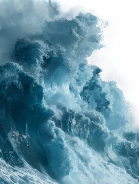 AI generator images of The large waves crashing down created beautiful splashes and sprays. Large waves that are breaking into foam, especially in areas with strong winds or stormy weather.