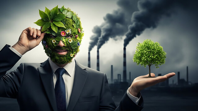 Environmental fraud or green hypocricy and environment political hypocrite concept as a liar person