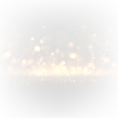 Golden bokeh sparkle dust light explosion overlay. PNG