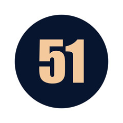 a number 51 on a blue background icon vector design