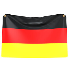 Flat German flag attached to a pole 3D Icon Illustration. Low Poly Style