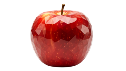 Red Apple Made of Facets isolated on a transparent background faceted geometric polygonal