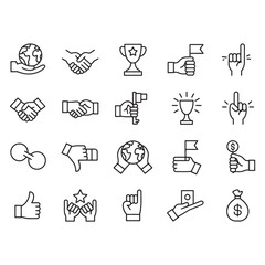 Set of modern business and achievement icons for success