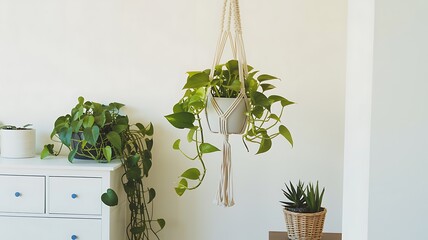 A collection of indoor houseplants arranged in a serene and modern home setting