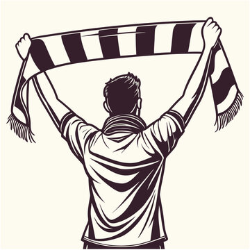 "Sports fan celebration vector illustration, victory cheering design for soccer football team supporter crowd stadium and passionate game event art"

