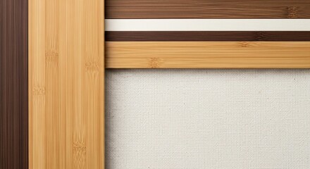 Naklejka premium Minimalist background featuring a combination of wood textures and neutral fabric, perfect for