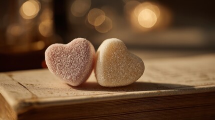 Heart candies on a table