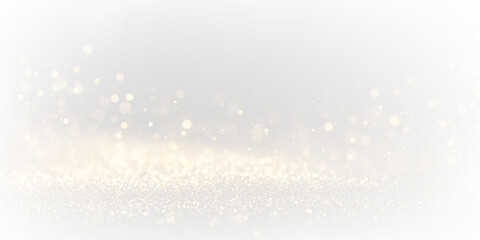 Fototapeta premium Golden bokeh sparkle dust light explosion overlay. PNG