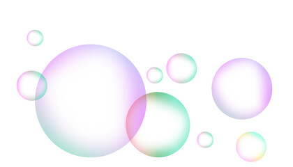 Colorful water soap bubbles floating in midair PNG