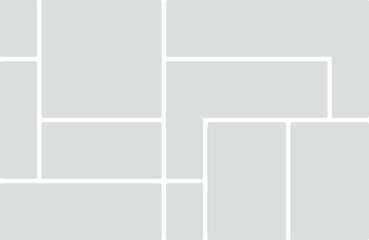 Collage template with rounded rectangles and white borders on a light gray background Keywords: collage, template, layout, grid, frames, rounded