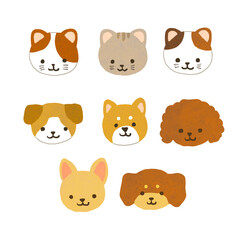 犬と猫の顔イラスト