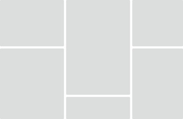 Grid layout with rounded rectangles and white borders on a light gray background Keywords: grid, layout, design, template, arrangement, composition