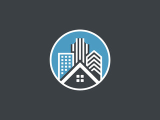 Urban Landscape Icon with Buildings