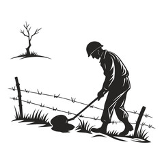 Buried Land Mine Silhouette Icon 