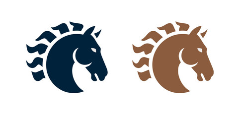 Horse Head Logos in Navy and Brown Colors Side by Side