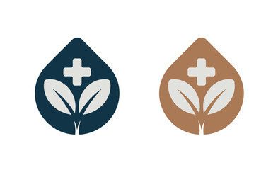 Medical Logo with Leaf Symbols