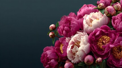 Peony bouquet blooming with pink and white flowers